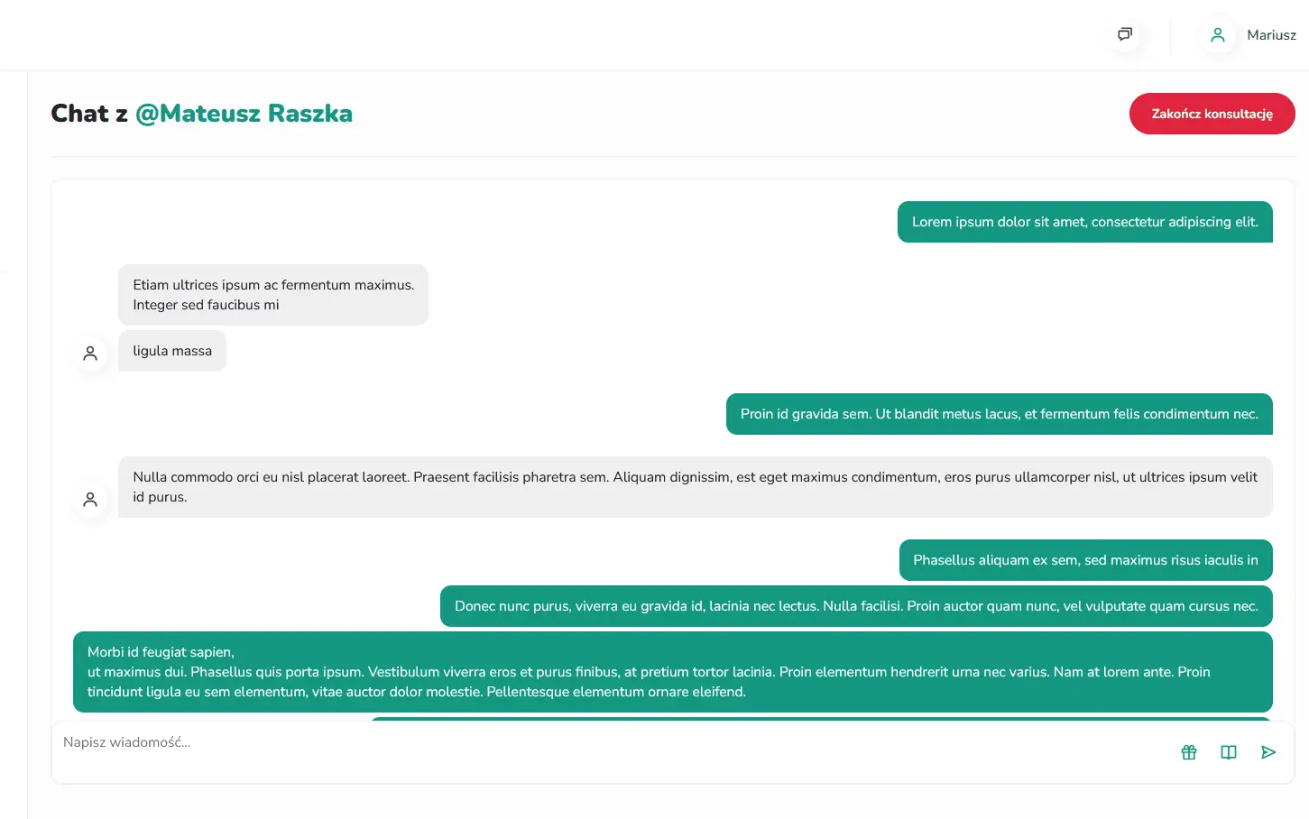 Panel admina - live chat