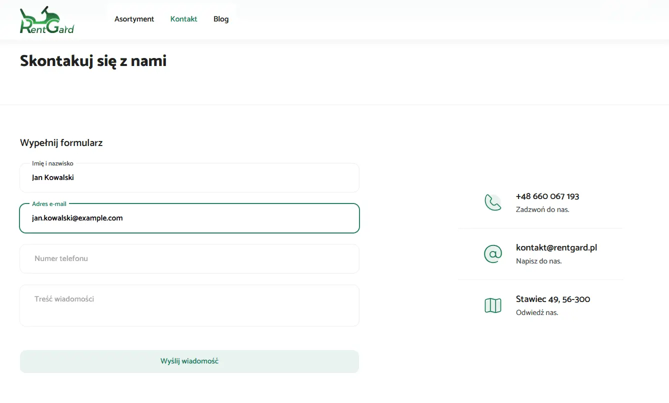 Formularz kontaktowy